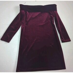 Tres Bien Velvet Off Shoulder Women's Dress Mini Bodycon‎ Large Burgundy